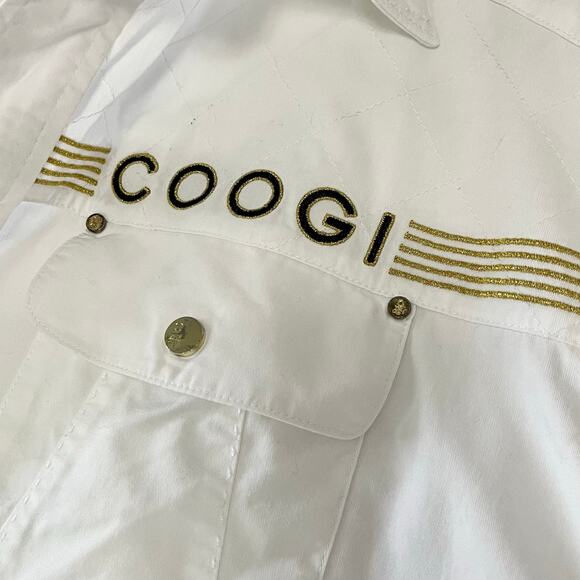 Coogi Australia XXL Men's White Gold Stripe Captain's Button Down Boating Shirt - Picture 3 of 9